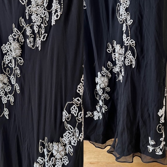 Vintage Y2k Floral Beaded Silk Prom Formal Dress - Picture 8 of 15